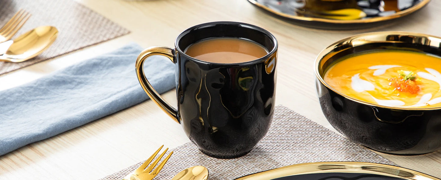Premium Ceramic Dinnerware Set With Contemporary Decorative Rim Design