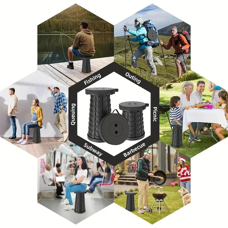 1/2Pcs Upgraded Foldable Stool, Thickened, Portable Foldable Stool, Retractable Stool, Suitable for Fishing, Hiking, Barbecue, Parties, Outdoor Activities, Gardening, Rainbow Stool, Camping Gear