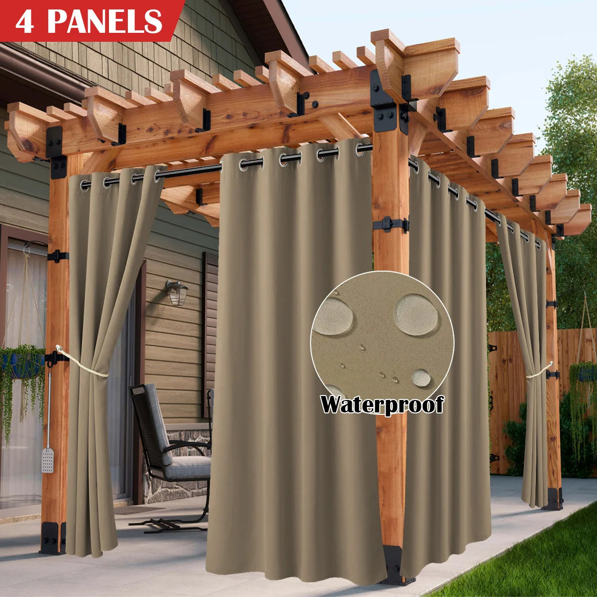Waterproof Outdoor Curtains With UV Protection And Grommet Top