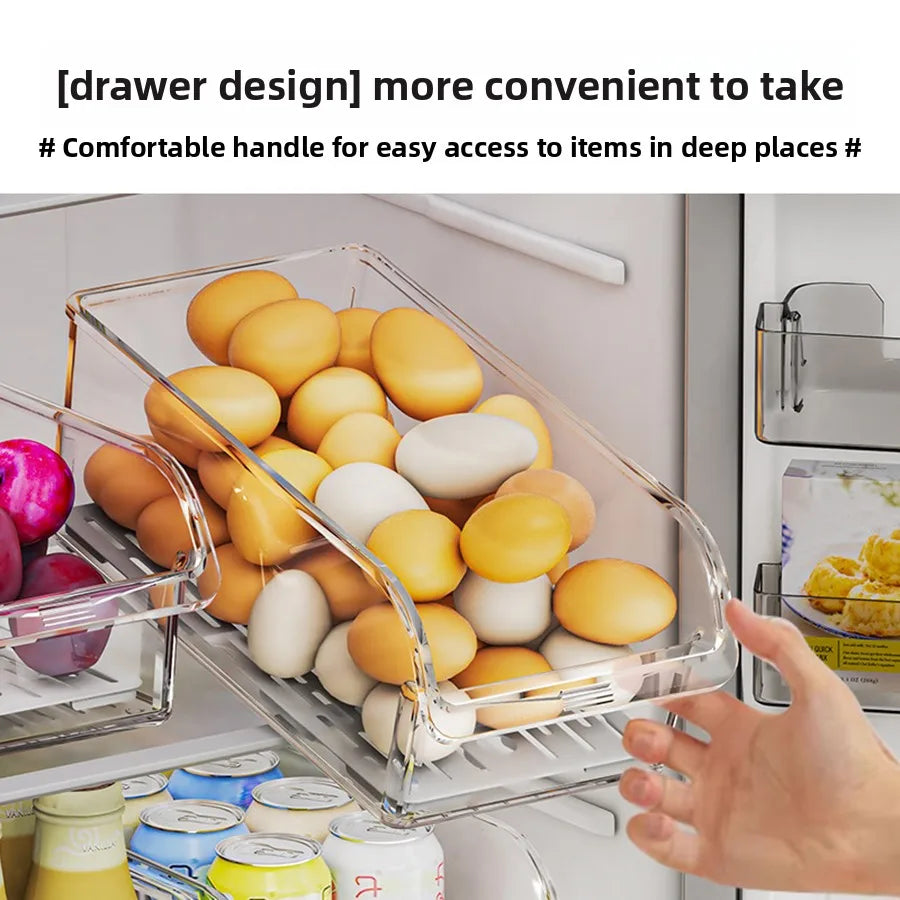Clear Fridge Organizer, Refrigerator Organizer Bins with Handle, Freezer, Kitchen Cabinet, Pantry Organization, Fridge Organizer