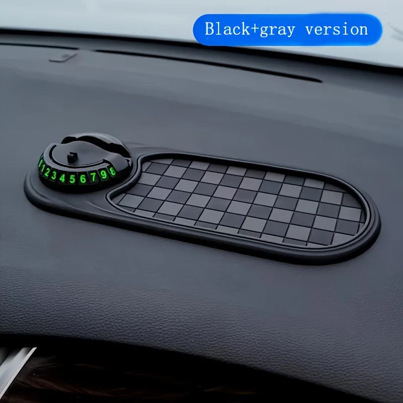 360 ° rotatable car anti-skid pad with phone holder and parking number - anti-skid dashboard manager for storing keys, phones and navigation, durable black car interior design, car phone holder, navigation aids, fun design,