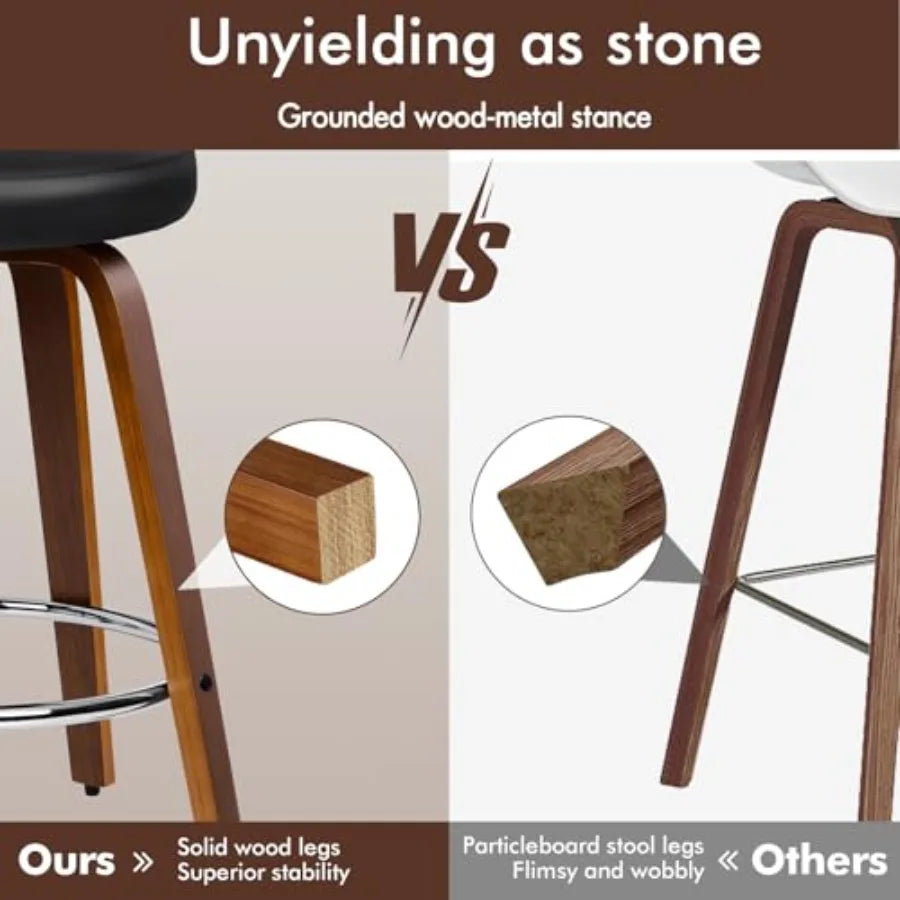 Counter Height Swivel Bar Stools With PU Leather Upholstery