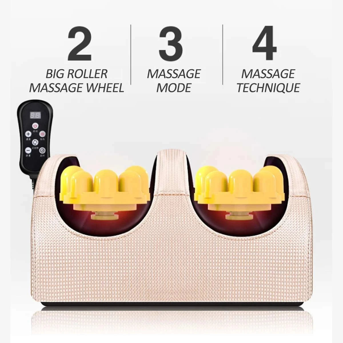Electric Foot Massager With Remote Control Muscle Massage Roller Reflexology Therapy Hot Compress Shiatsu Kneading Fitness Yoga