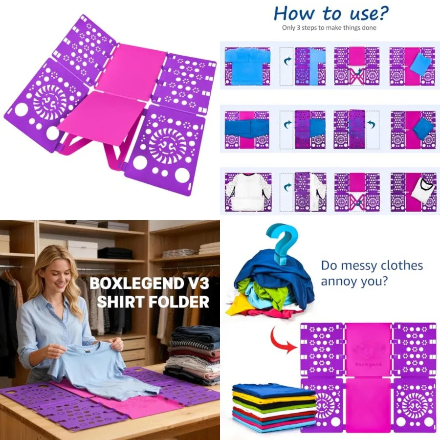 Quick Clothes Folding Board, Household Garment Organizer, Lazy Tool to Fold T-shirts in Seconds, Save Time and Keep Neat
