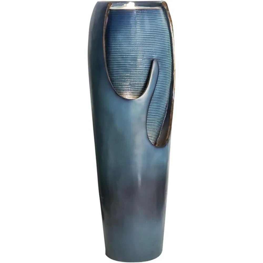 38.7H Outdoor Water Fountains and Waterfalls - Indoor Water Jar Fountain Tall Floor Fountain with Lights&Pump
