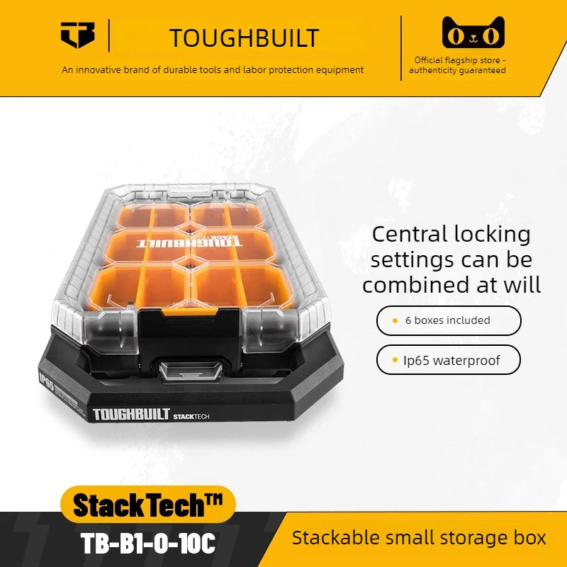 New Design TOUGHBUILT All-in-One Tool Box, Waterproof Stackable Rolling Storage Case for Electrician, Camping, Vehicle & Repair