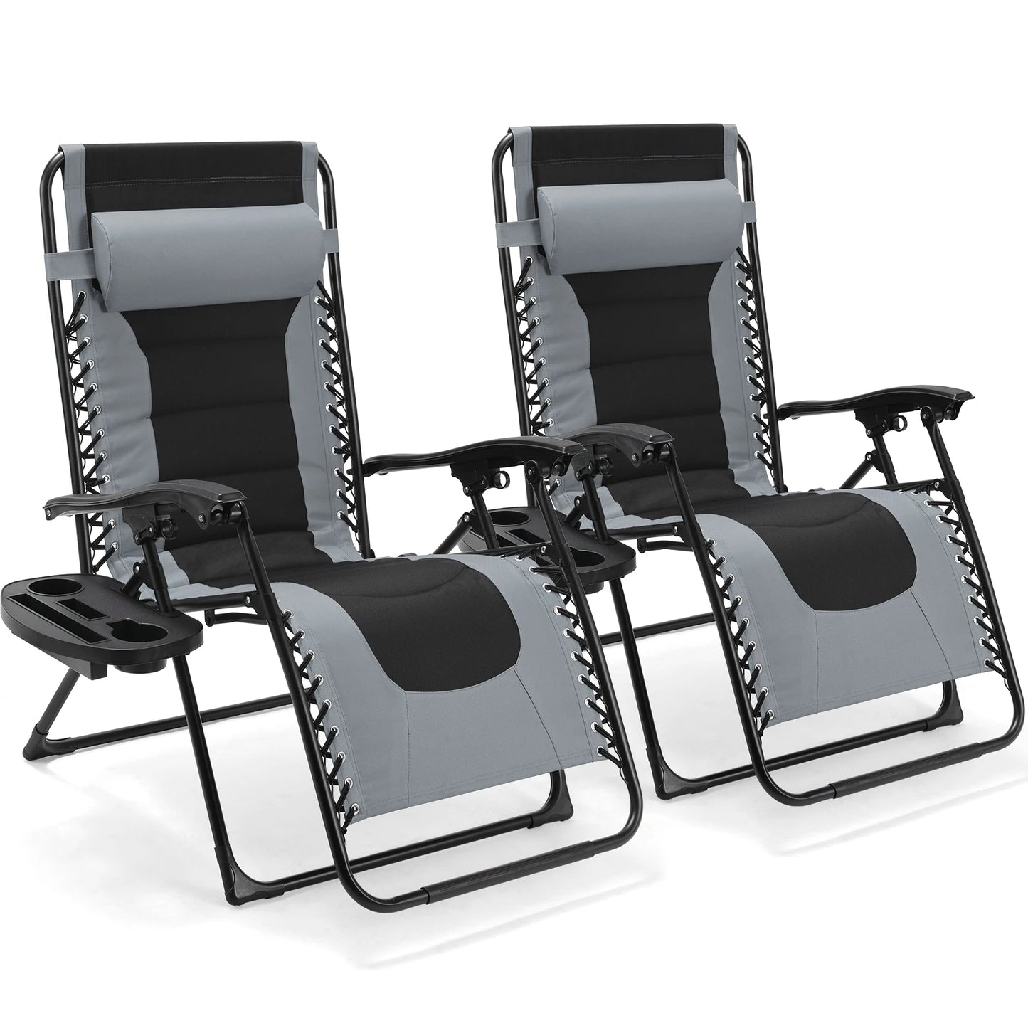 Zero Gravity Padded Folding Lounge Chair With Cup Holder