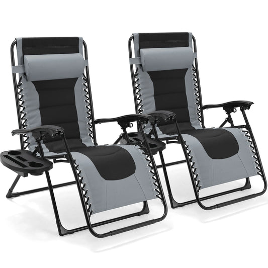 Zero Gravity Padded Folding Lounge Chair With Cup Holder