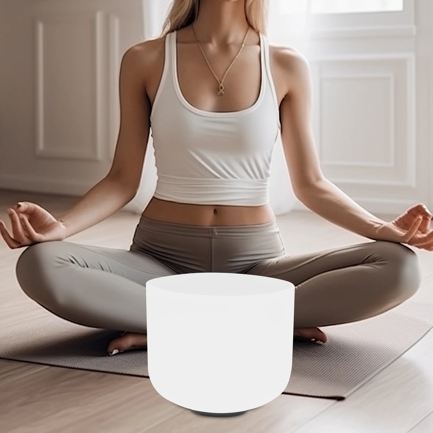 Quartz Singing Bowl for Sound Healing, 432Hz Meditation Bowl with Pure Tone for Chakra Balancing, Yoga & Stress Relief
