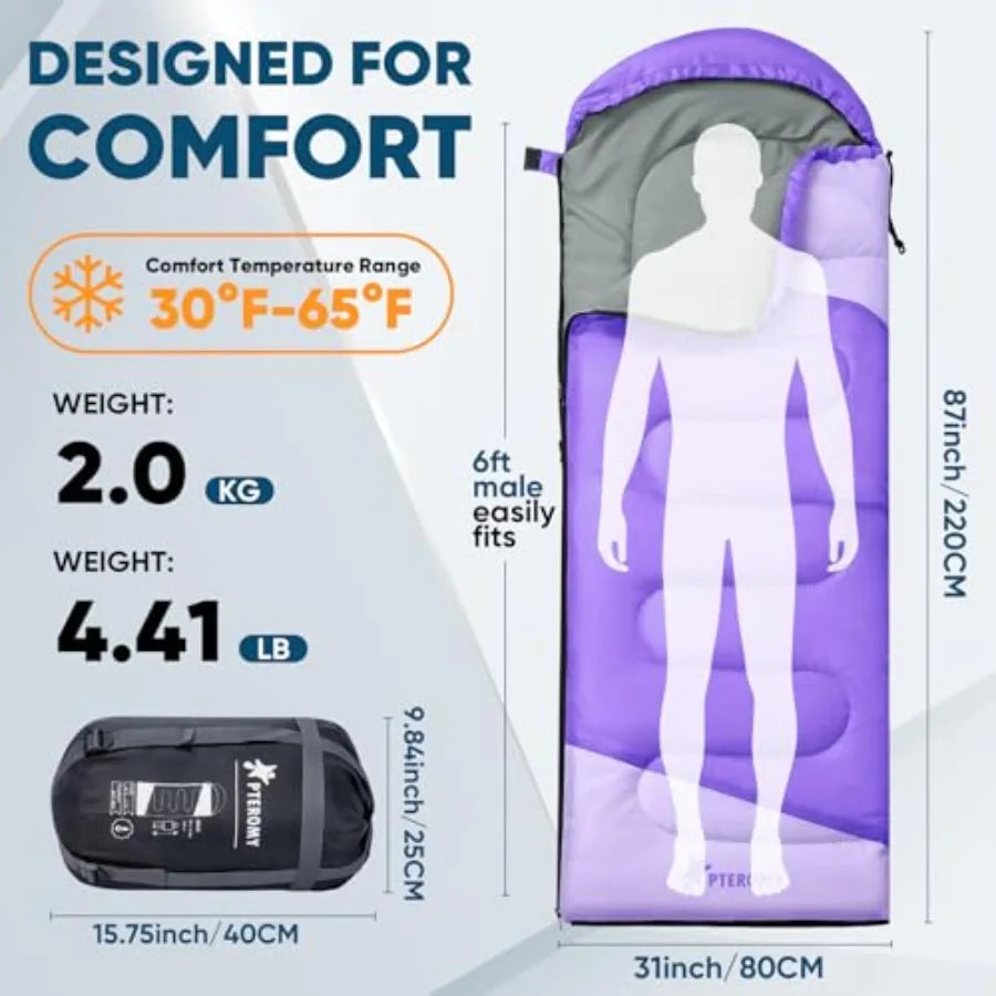 Sleeping Bags for Adults Lightweight and Machine Washable Water Resistant Backpacking Camping Sleeping Bag for Warm Cold Weathe