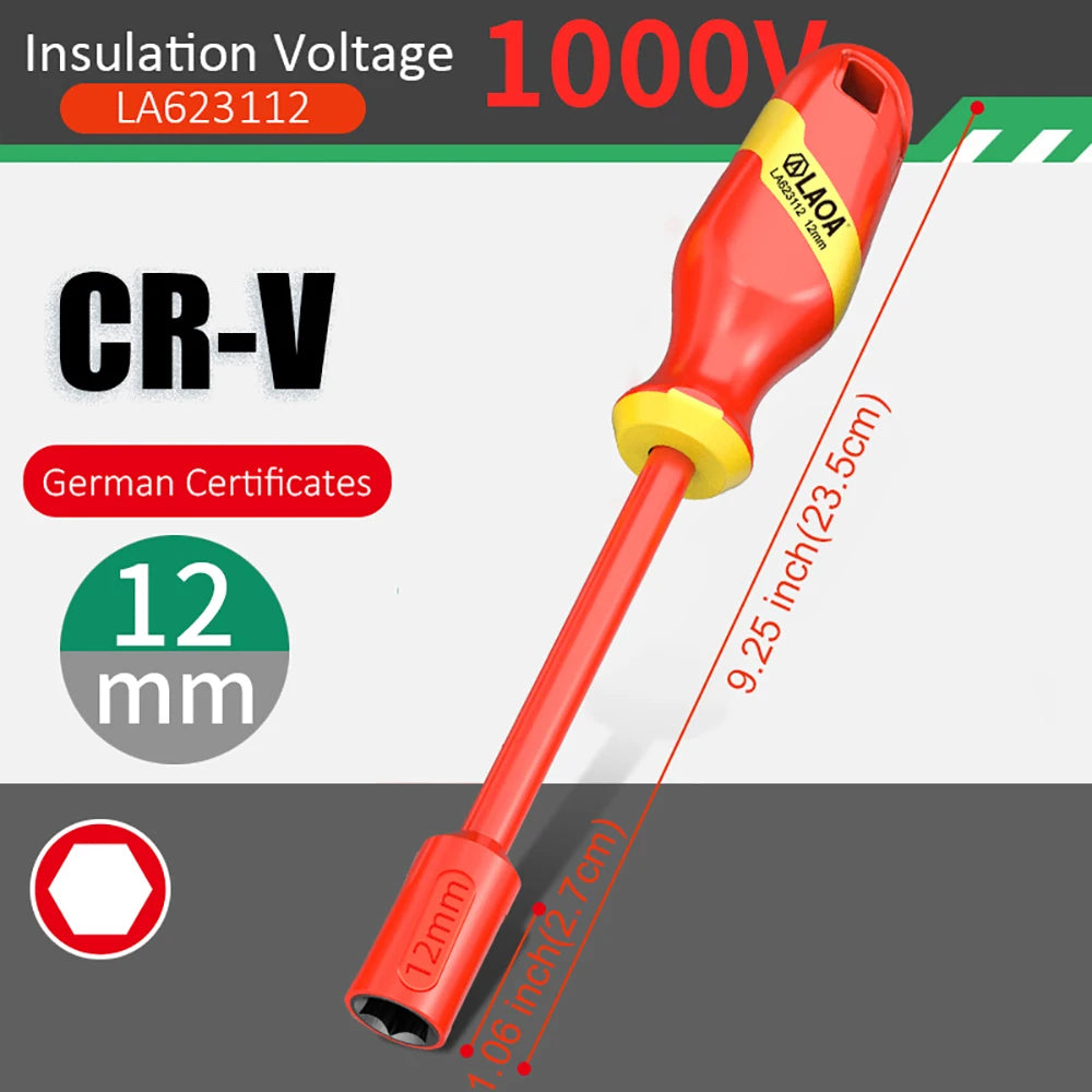 LAOA Insulated Socket Screwdriver Multifunctional Hexagonal Socket Wrench Driver Electrician Specific Withstand 1000V