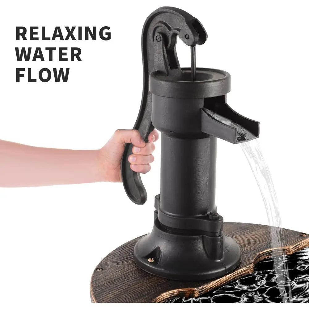 40-Inch 3 Tier Barrel Waterall ountain Outdoor Water ountains Barrel Wood 3-Tier reestanding Rustic Pump or Garden Patio Backyar