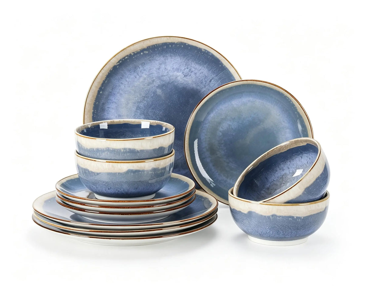 Stackable Gradient Ceramic Dinnerware Set With Microwave Safe Bowls