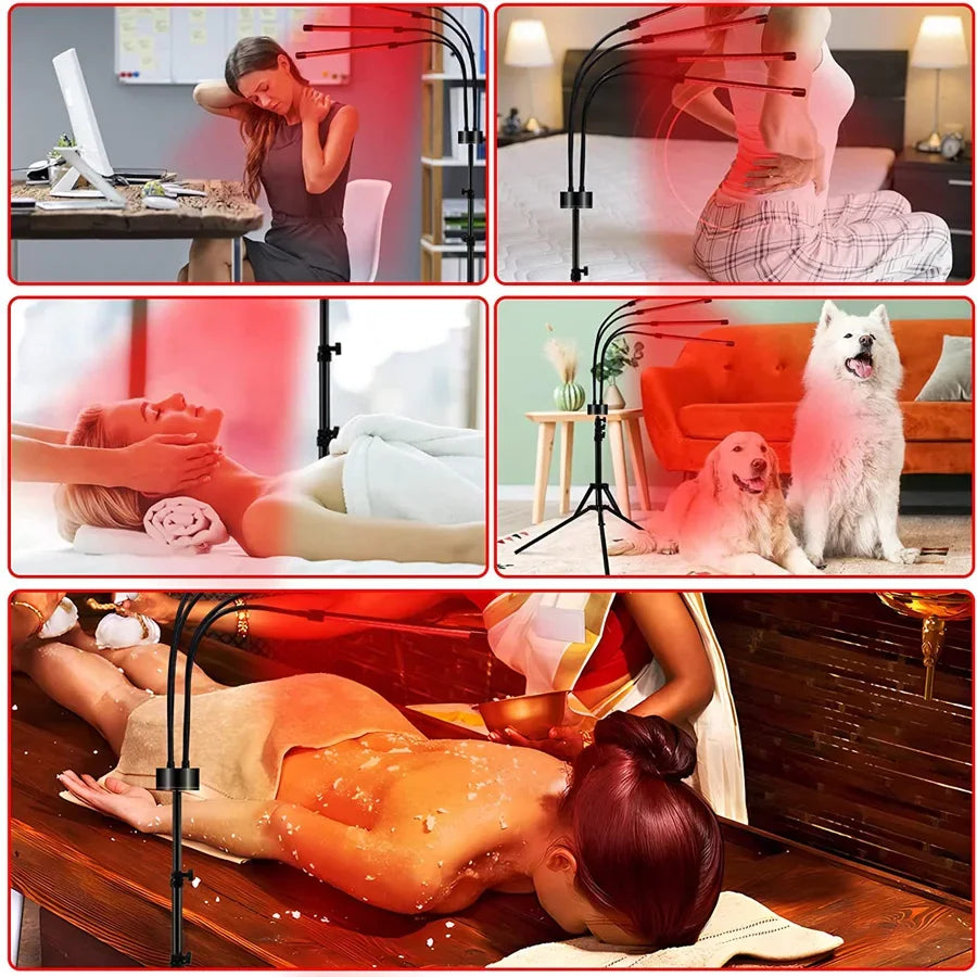4/5 Heads Red Light Therapy Lamp with Adjustable Stand for Face Body,Muscle,Skin 660nm&850nm Infrared Red Light Therapy Device