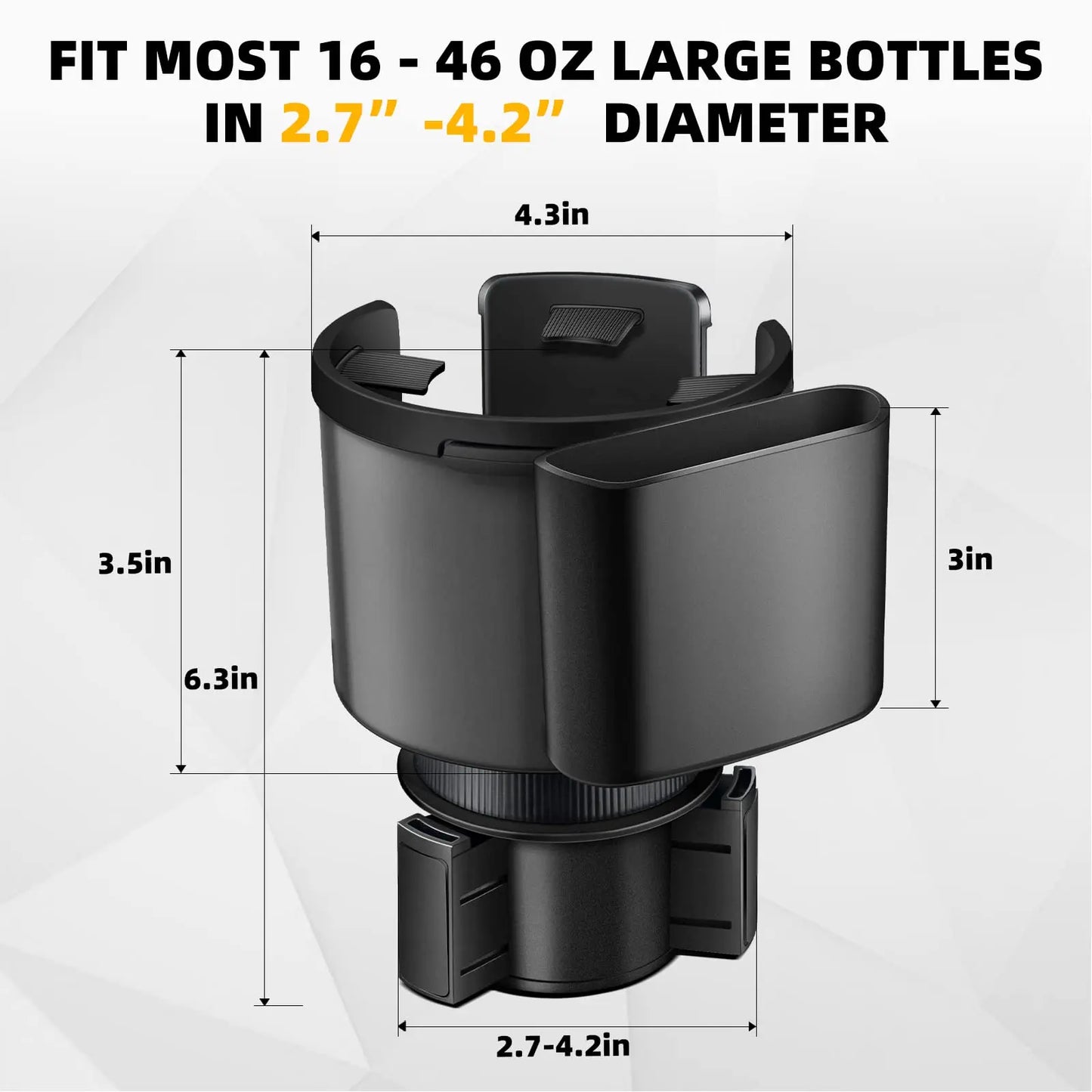 Car Cup Holder Expander Expandable Base Adapter for Fits Yeti 30/46oz, Hydroflask 40oz, Large Water Bottles in 2.8"-4.2" 16-46oz