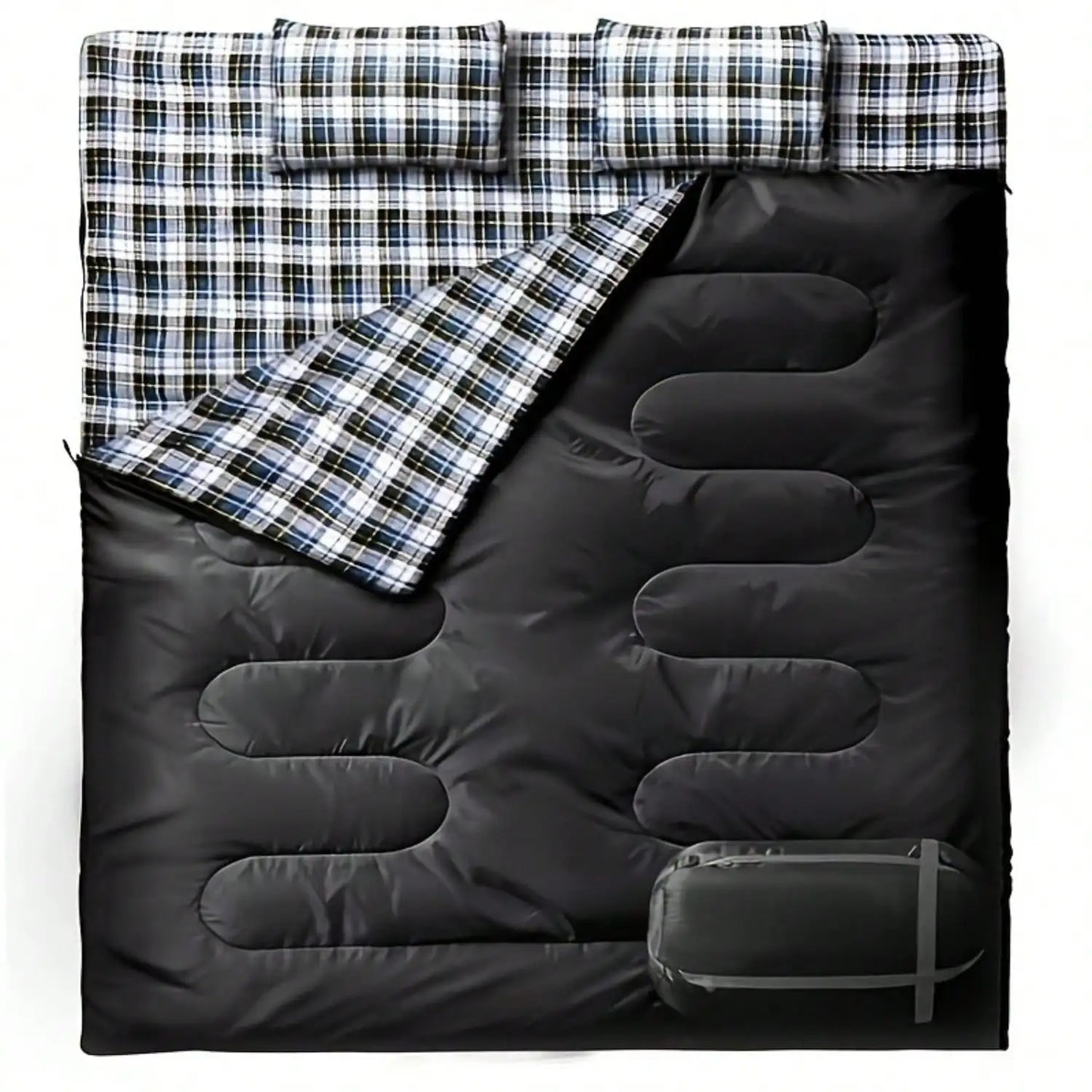 [Camping Sleeping Bag] Double Sleeping Bag For Adults With 2 Pillows 2 Person Sleeping Bags Camping XXL Queen Size Two Person Sleeping Bag For Cold Weather