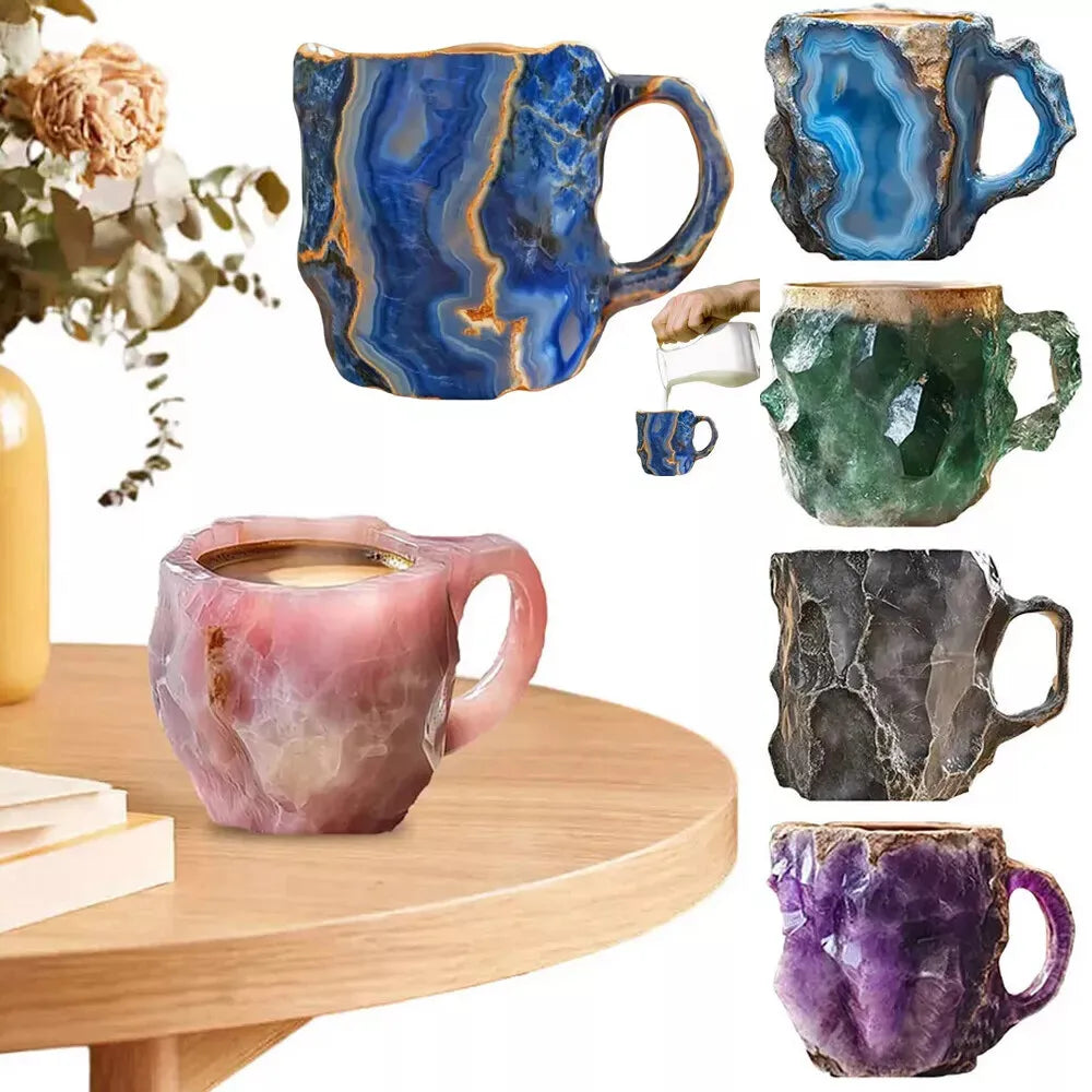 1PC Multi-Colored Mineral Crystal Coffee Mug，Natural Mineral Crystal Mug， Colorful Crystal Christmas Mugs,Christmas Gift New