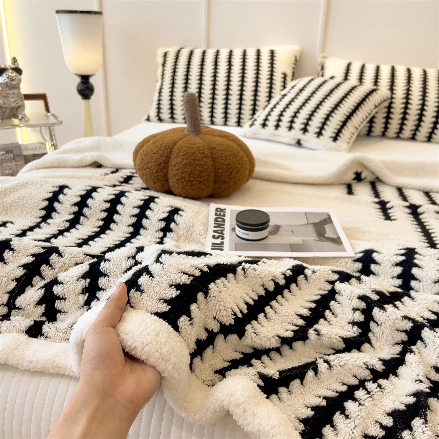 Reversible Sherpa Blanket Ultra Soft Warm Fleece For Home