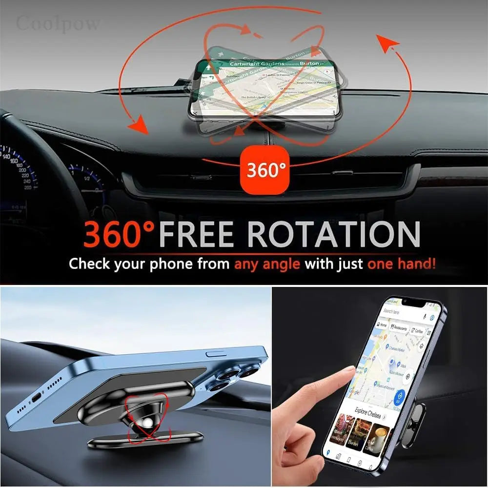 【2-Pack】 Magnetic Phone Holder for car, [ Super Strong Magnet ] [ with 4 Metal Plate ] Cell Phone carmount for iPhone Magnetic [ 360° Rotation ] Universal Dashboard Adhesive Car Magnetic Phone Mount