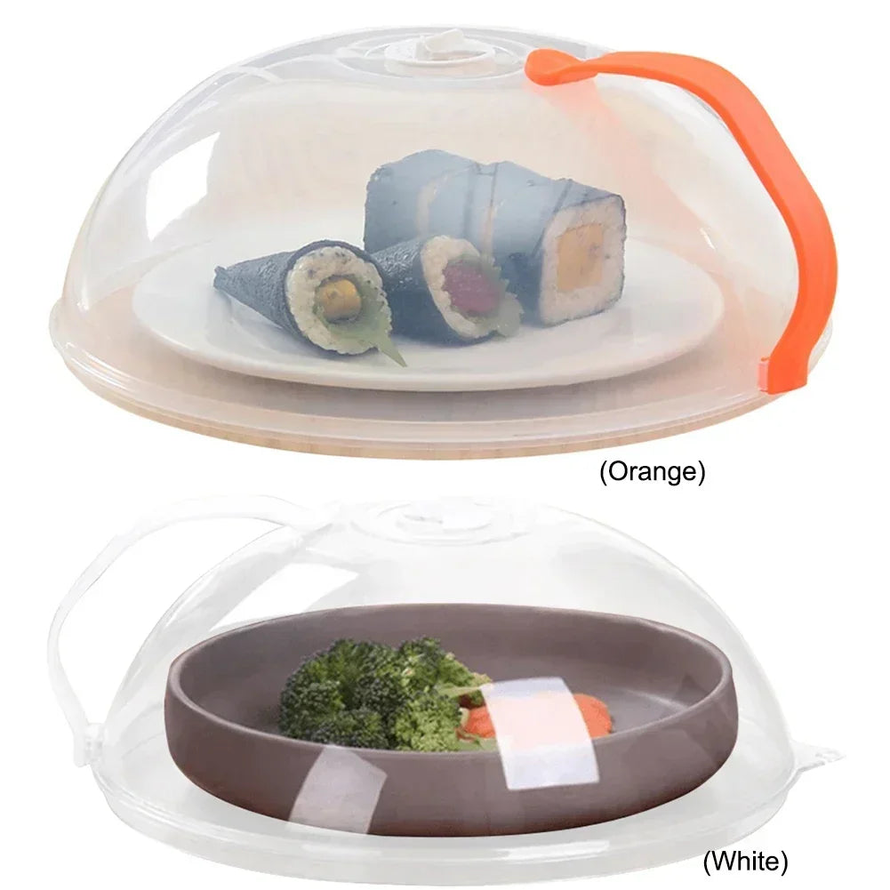 Microwave Food Splash Guard High Temperature Resistant Food Heating Cover with Steam Vent and Handle Transparent Plate Cover
