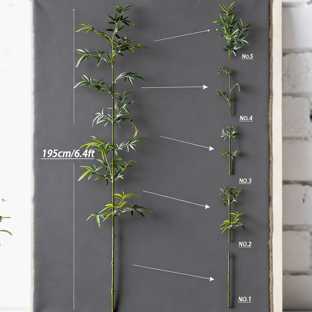 160-270cm Large Artificial Bamboo Tree Fake Palm Plant Faux Fern Bamboo Plants Plastic Bambusa Trees Leaf For Home Garden Decor