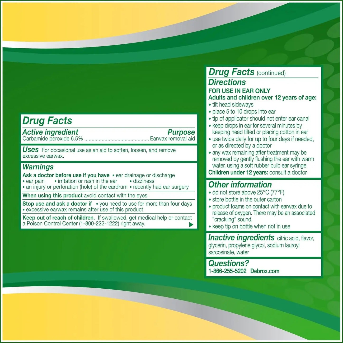 Ear Wax Removal Drops, Gentle Microfoam with Carbamide Peroxide, 0.5 Fl Oz, 2-Pack