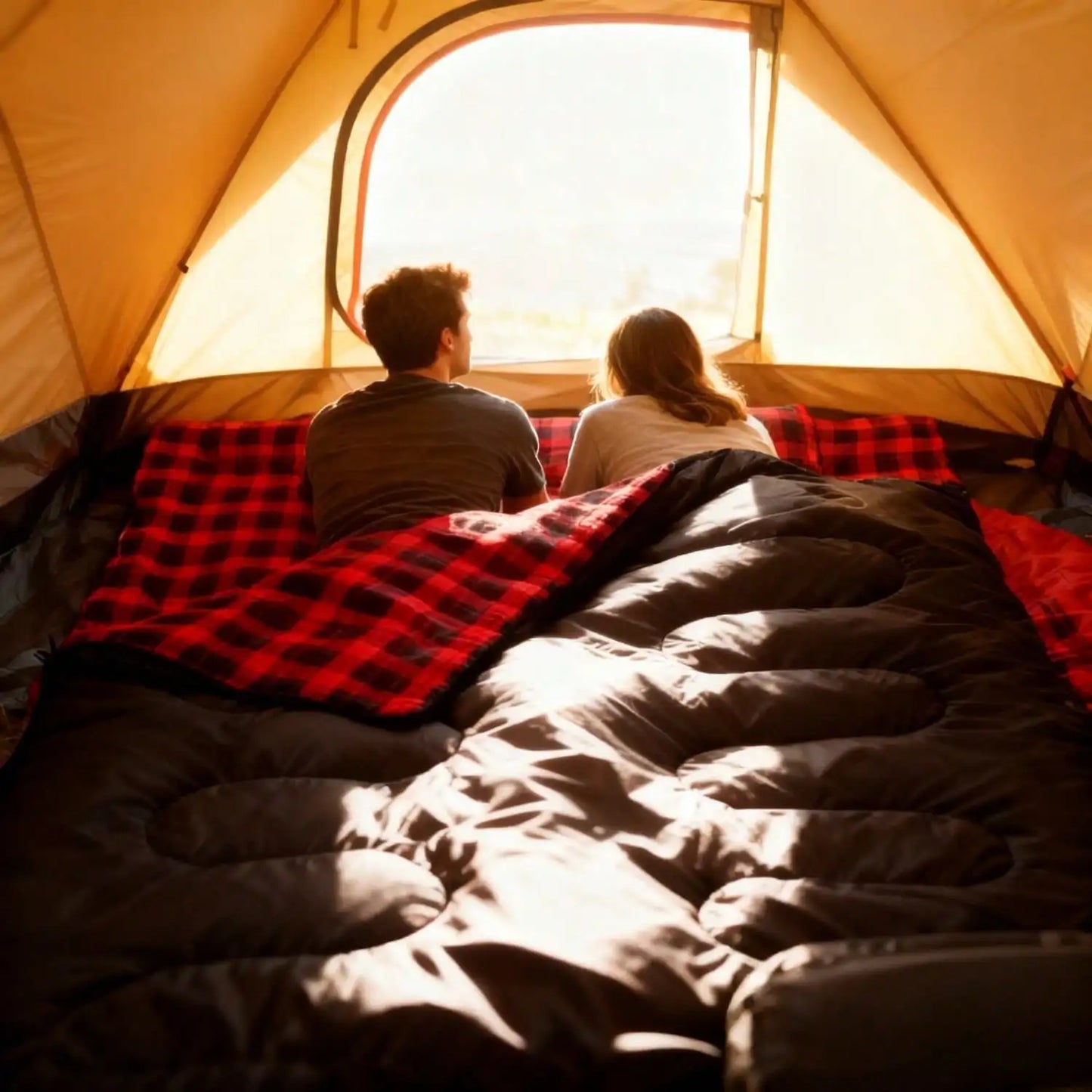 [Camping Sleeping Bag] Double Sleeping Bag For Adults With 2 Pillows 2 Person Sleeping Bags Camping XXL Queen Size Two Person Sleeping Bag For Cold Weather