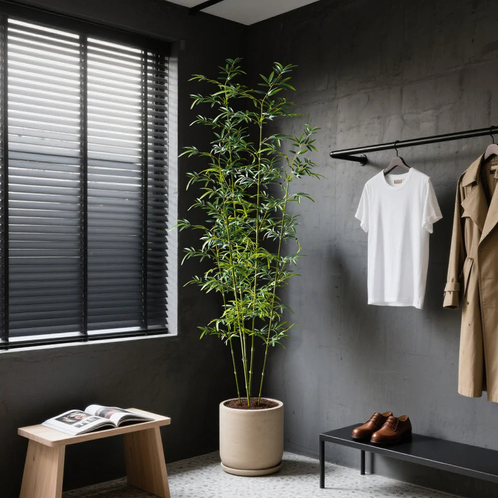 160-270cm Large Artificial Bamboo Tree Fake Palm Plant Faux Fern Bamboo Plants Plastic Bambusa Trees Leaf For Home Garden Decor