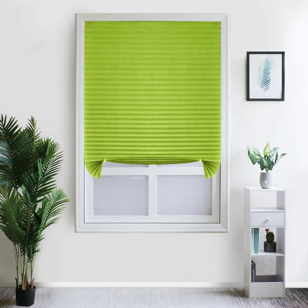 Cordless Pleated Fabric Window Blind For Room Darkening