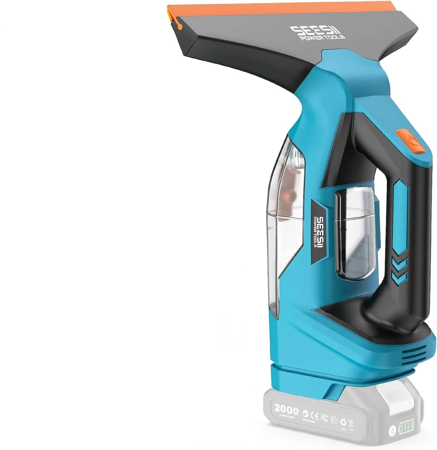 SEESII Cordless Window Vacuum Cleaner 2000PA Suction Power 4.0mAh Battery Windown Spray Cleaning Tool Set with Squeegee Blade for Mirror Glass Countertop Tile