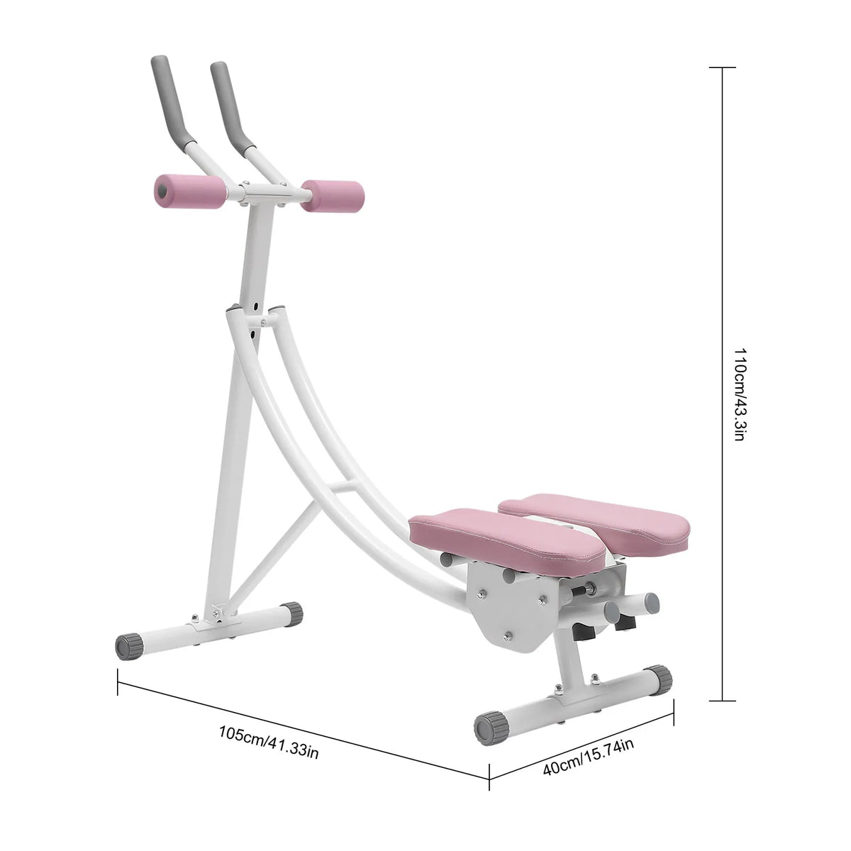 Ab Trainer Machine with LED Display, 3-Level Adjustable Abdominal Workout Equipment with Dual Arc Track, Foldable Core Trainer for Home Gym, Pink