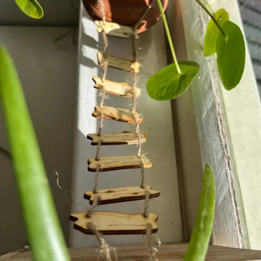 Wooden Fairy Bridge Rope Ladder, Miniature Fairy Garden Decor for Home Courtyard & Mini Landscape, Photography Prop Accessory