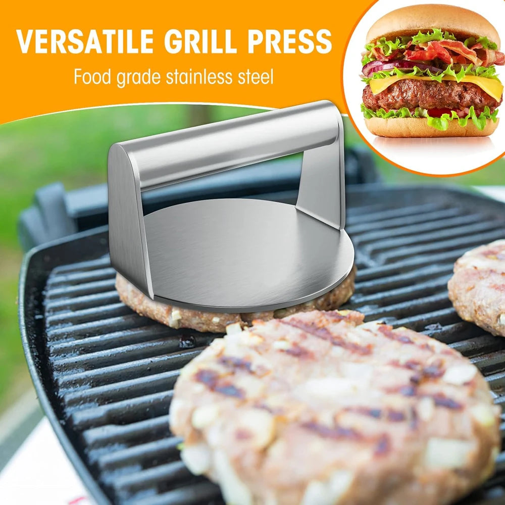 Hamburger Meat Press 430 Stainless Steel Circular Square Burger Meat Press Kitchen Tool Non-Stick Meat Press Plate