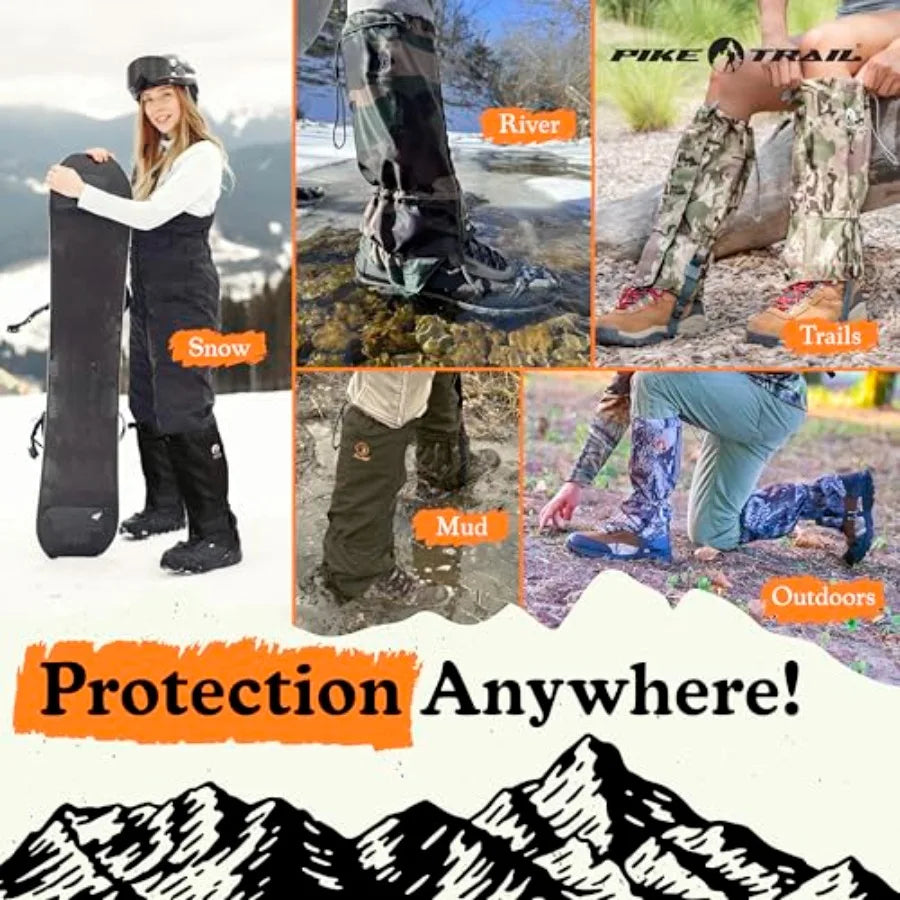 Adjustable Leg Gaiters - Lightweight, Waterproof - Leg Guards for Men and Women - Hiking Essentials Ideal for Hunting, Trekking