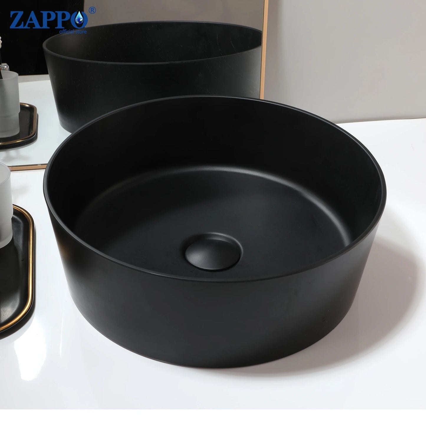 ZAPPO Vessel Sink With Drain Stone Resin Washbasin