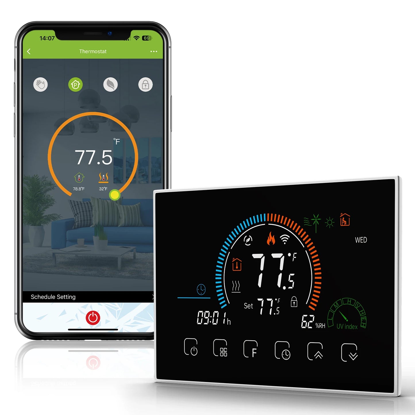 Programmable Smart WiFi Thermostat for Home with No C-Wire