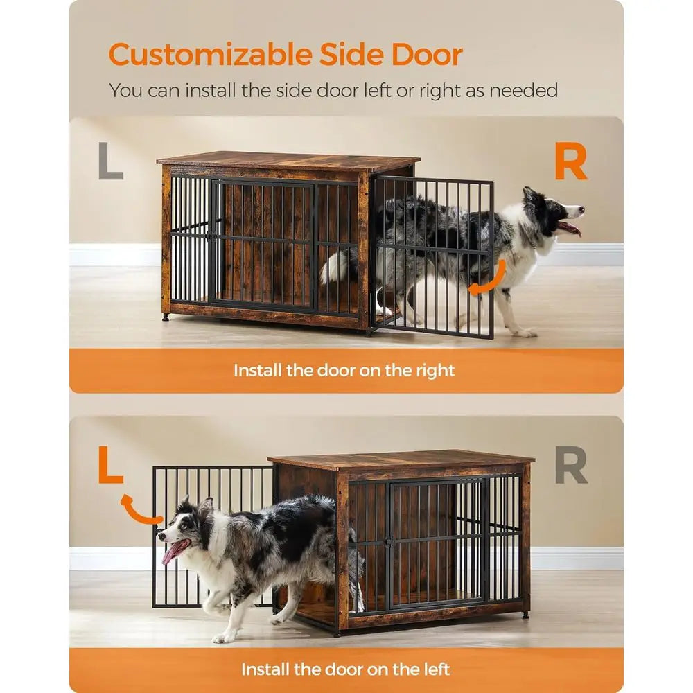 38.6" Dog Crate urniture, Heavy-Duty Dog Cage Side End Table, XL Pet Wood Kennel or Large and Medium Dogs up to 70 lb with Enclo