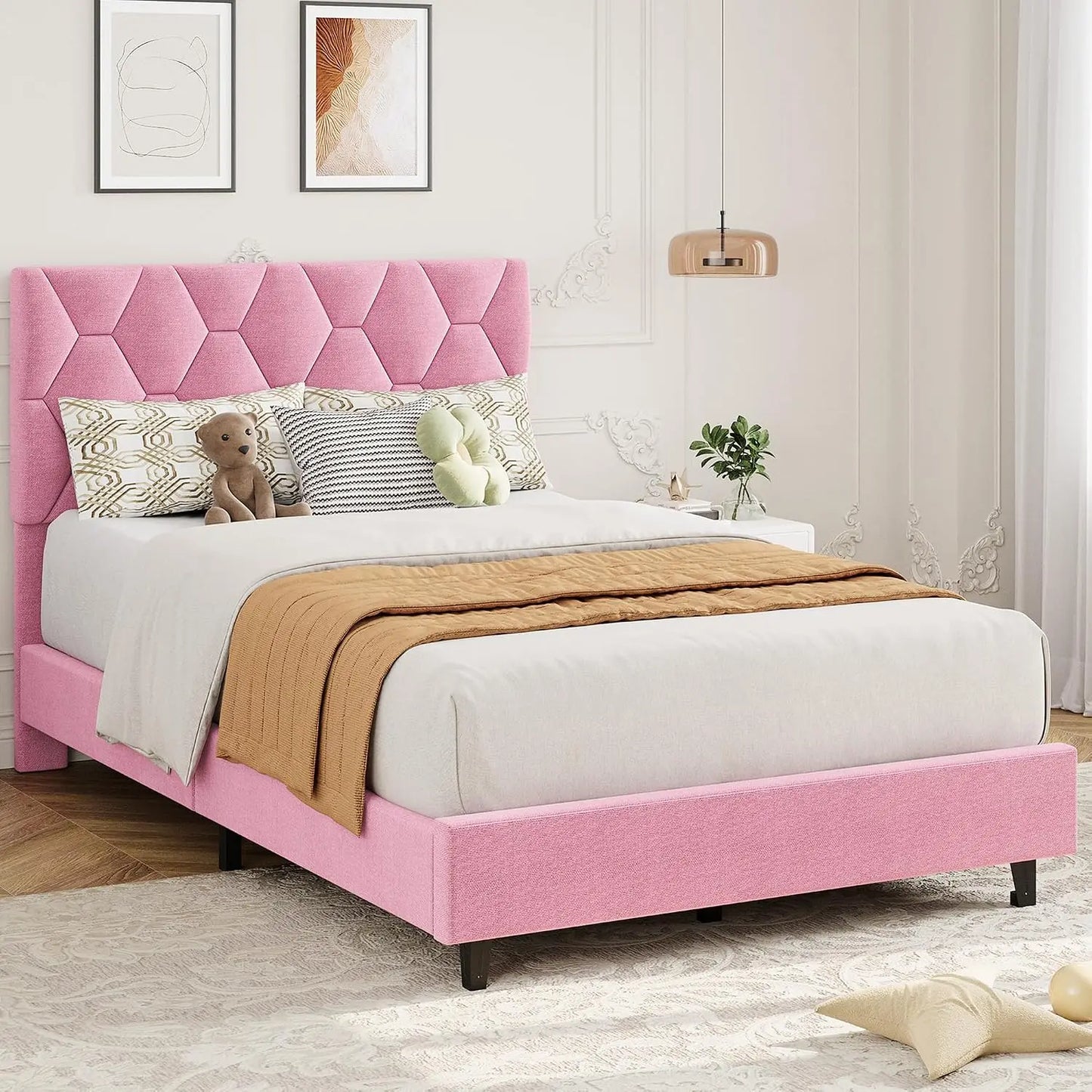 Modern Upholstered Platform Bed Frame With Ample Storage Space