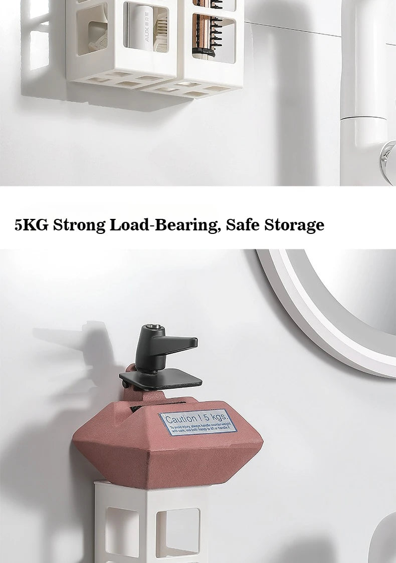 No‑drill Wall Mounted Storage Box, Plastic Organizer for Hair  Tools , Bedroom Bathroom Fridge Washing Machine Side Storage Rack