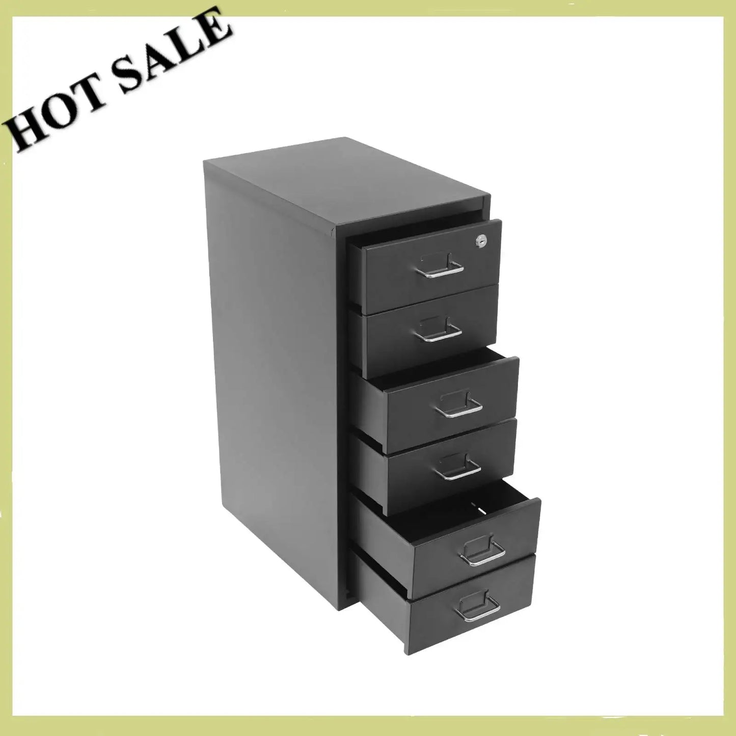 Vertical File Cabinet 6-Drawer Metal Lockable Filing Cabinet with Wheels 22lbs Capacity per Tier for Home Office Study
