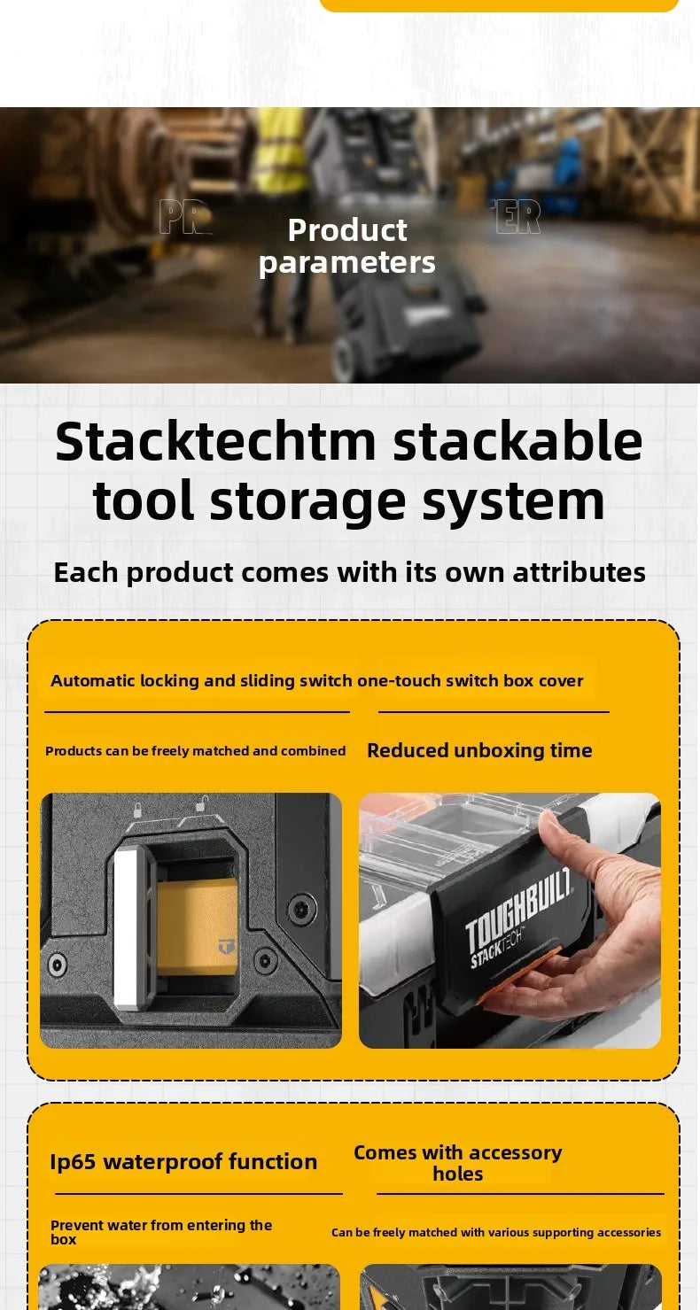 New Design TOUGHBUILT All-in-One Tool Box, Waterproof Stackable Rolling Storage Case for Electrician, Camping, Vehicle & Repair