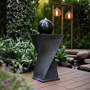Rotating Curve Design, Modern Zen Water Fountain for Garden, Patio, Indoor Floor Stand