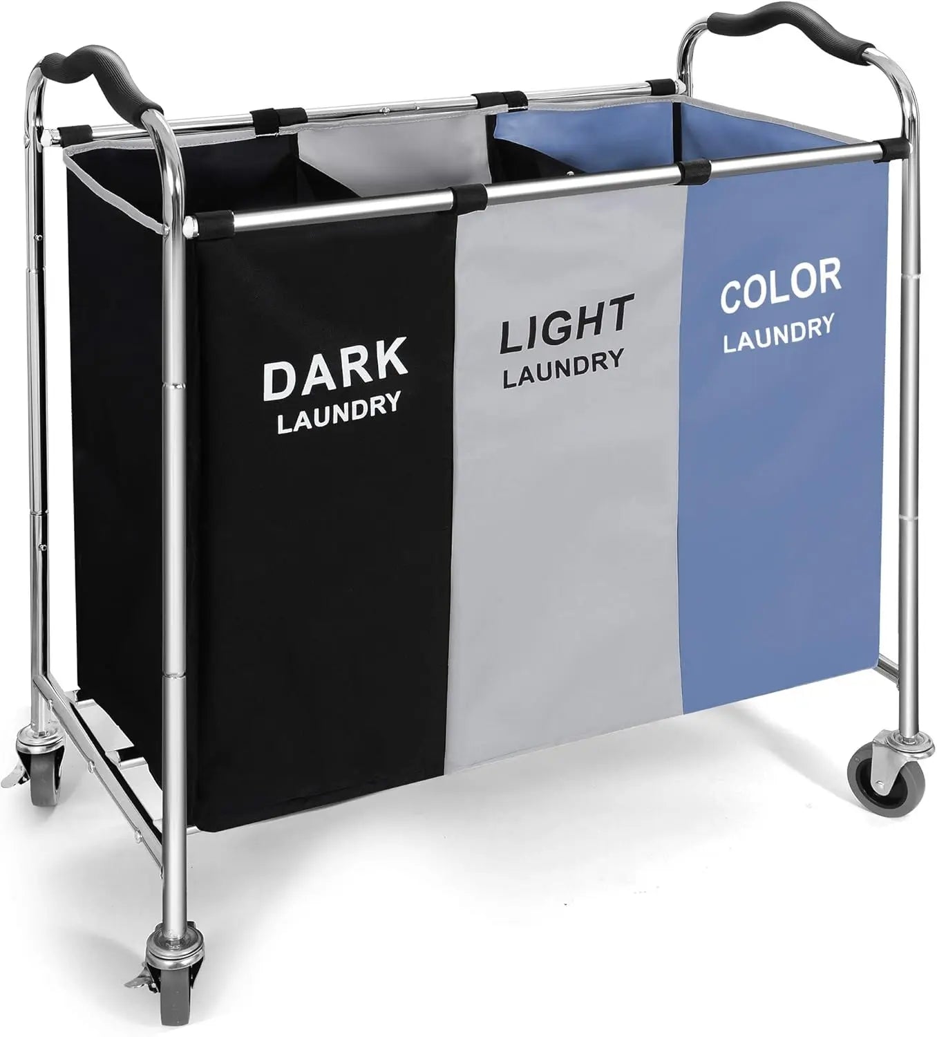 Laundry Basket with Wheels 240l Hamper 3 Section Bag