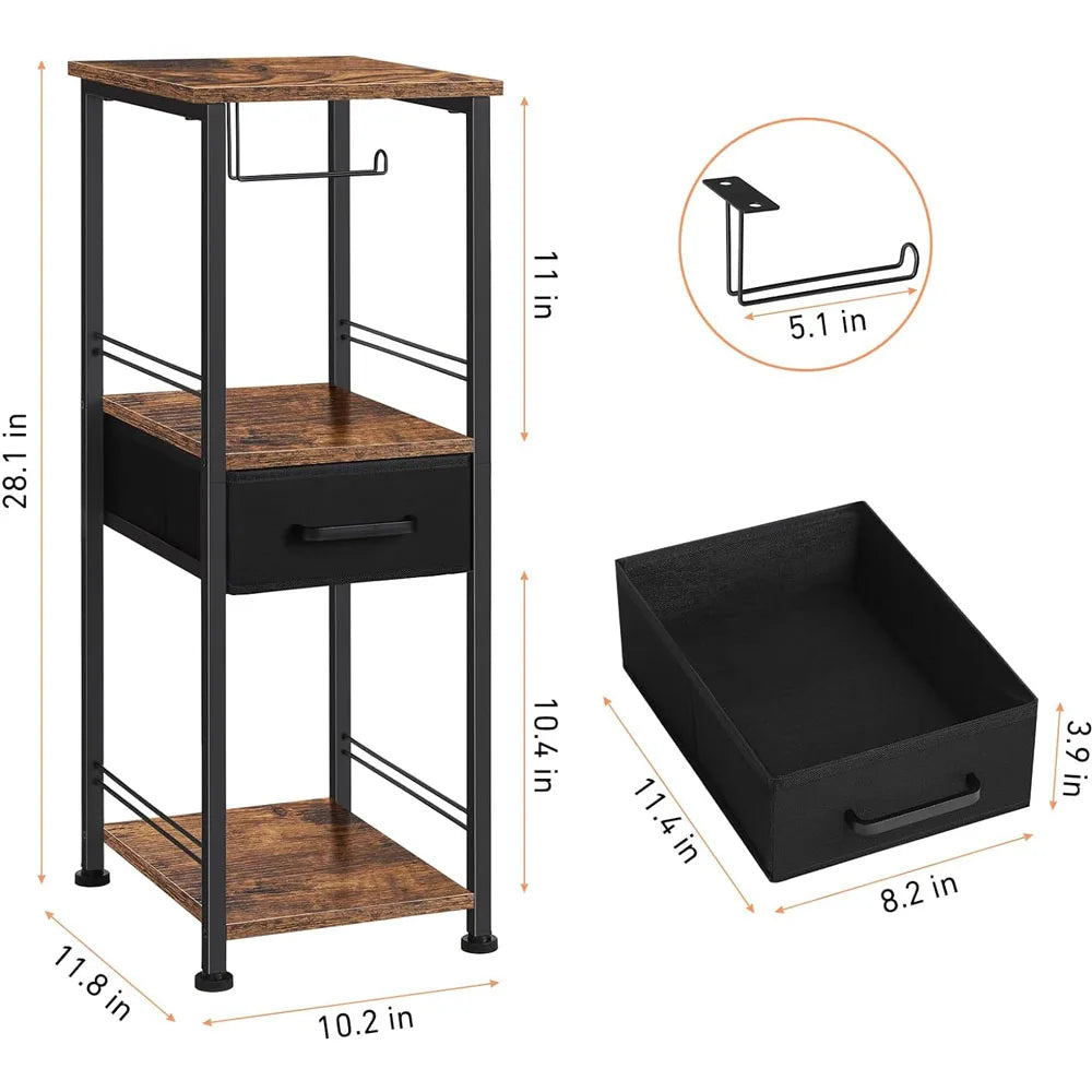 Bathroom storage cabinet, independent toilet paper storage cabinet with sliding storage drawer, farmhouse small bathroom rack