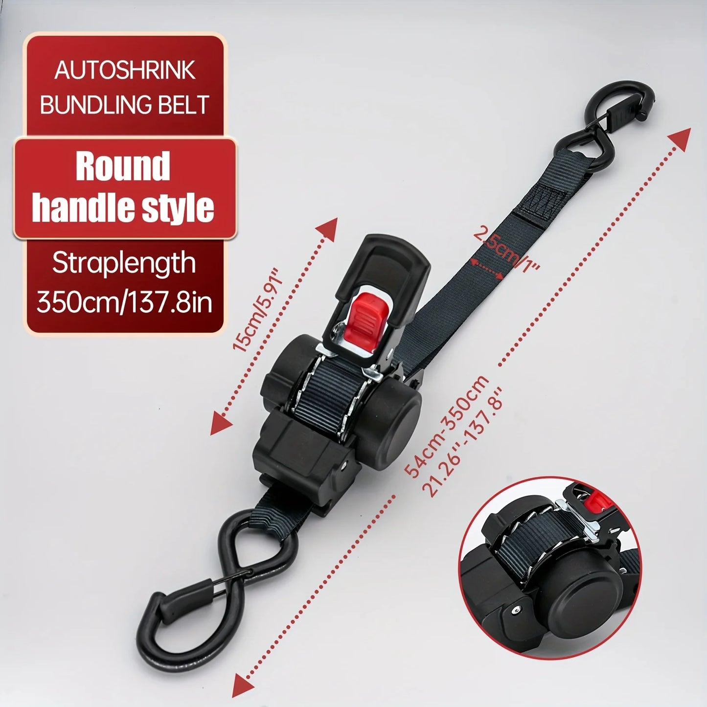 1pc Automatic Retractable Cargo Strap Multi-Item Secure Locking Ratchet Tie Brand New Car Ratchet Tensioner Belt Car Accessories