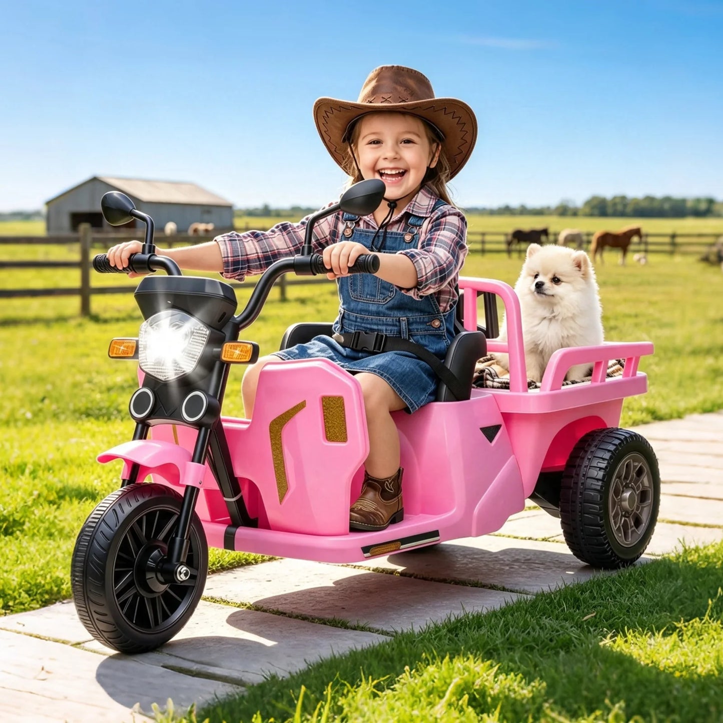 Kids Electric Tricycle Ride On Motorcycle With Bluetooth Music