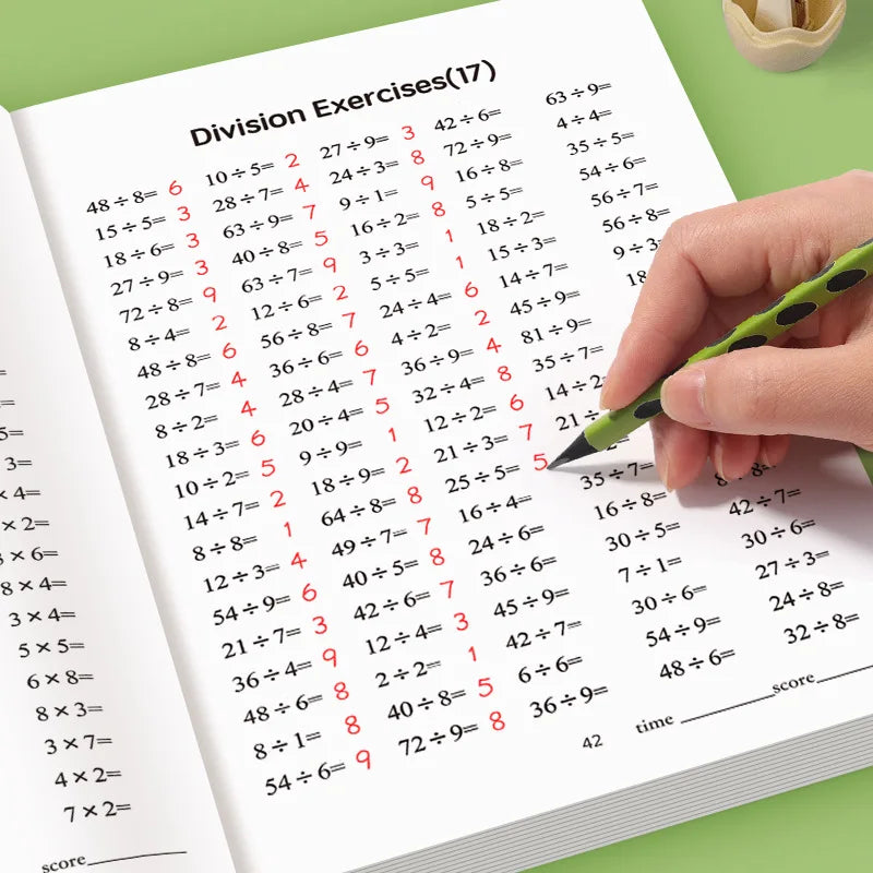 Multiplication and division workbook, math practice book, improve calculation skills, educational tool for brain development