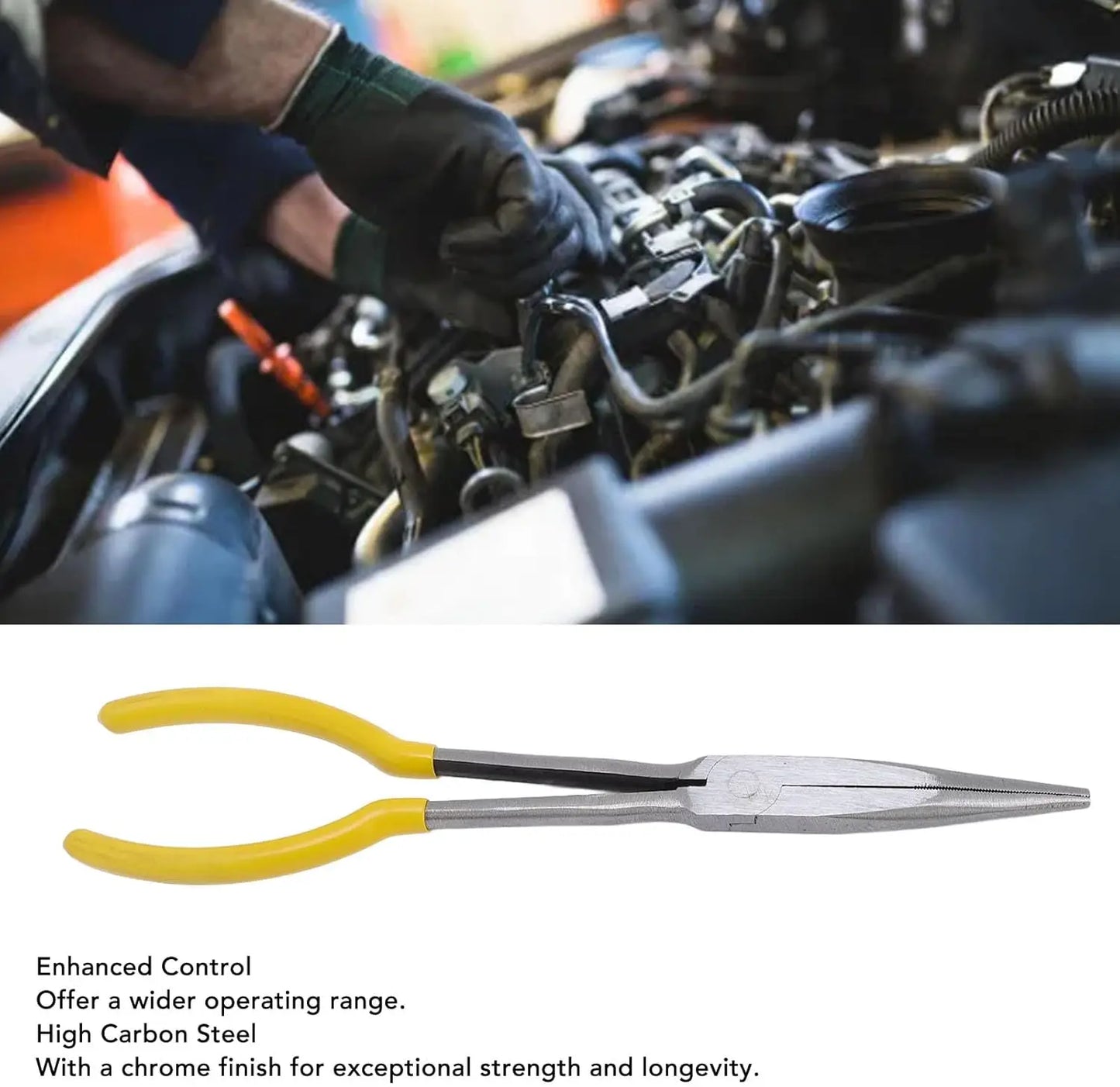 11" Long Nose Pliers Straight Bent Tip Nose Plug Cable Puller Long Needle Nose Pliers Wire Cutter Hose Spanner Clips Hand Tools