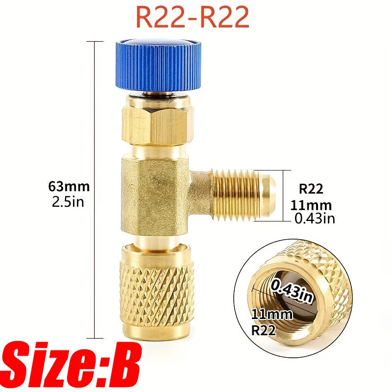 Liquid Safety Valve R410A R22 Air Conditioning Refrigerant 1/4 "Safety Adapter for SAE 1/4" Male Famale Safety Adapter