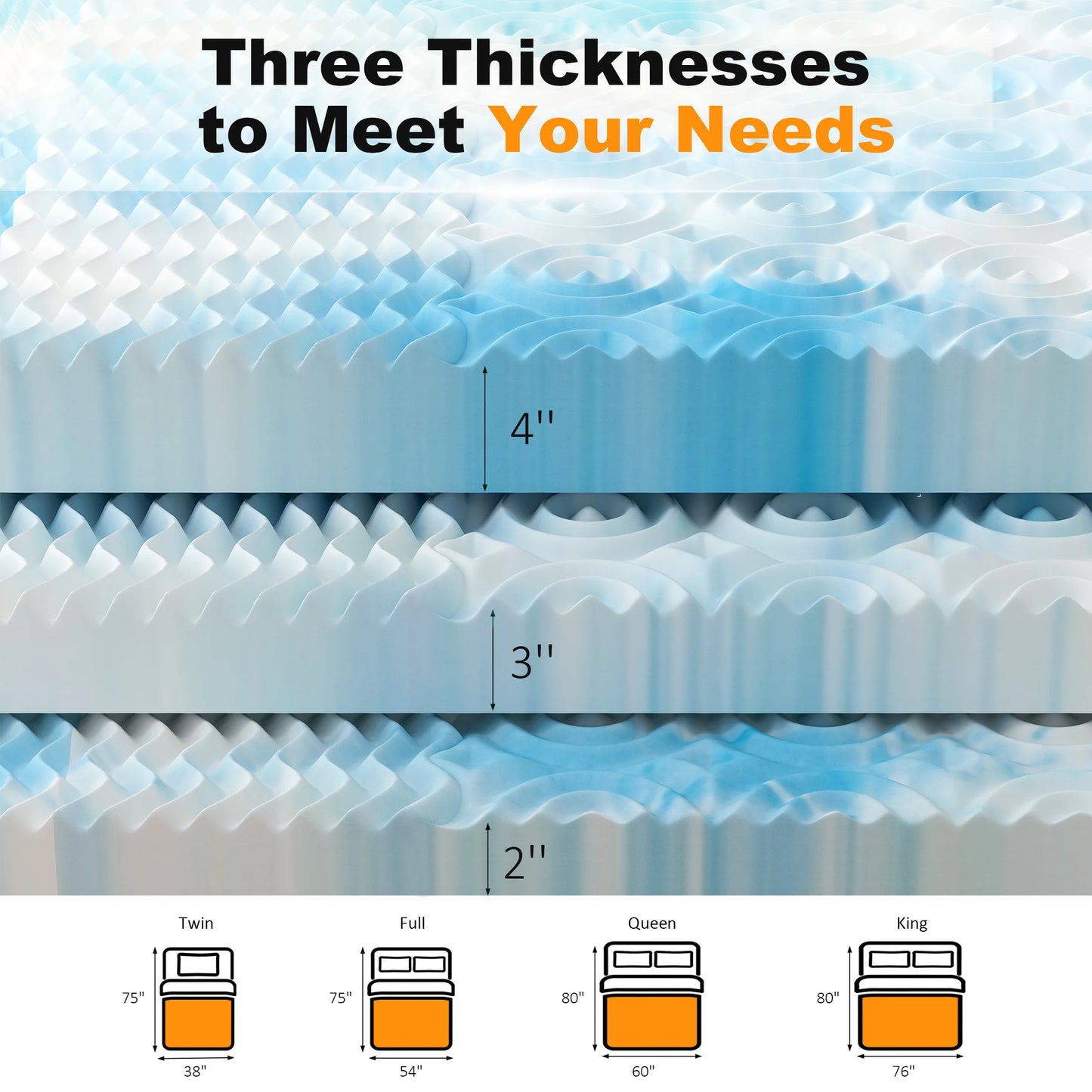 Premium Gel Infused Memory Foam Cooling Mattress Topper